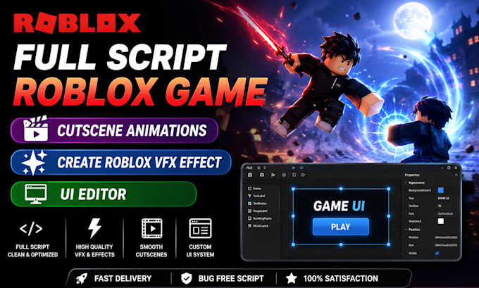 full script roblox game cutscene animations create roblox vfx effect ui editor