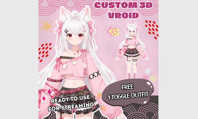 create 3d vtuber model, vrchat avatar, 3d rigging and 3d vroid character