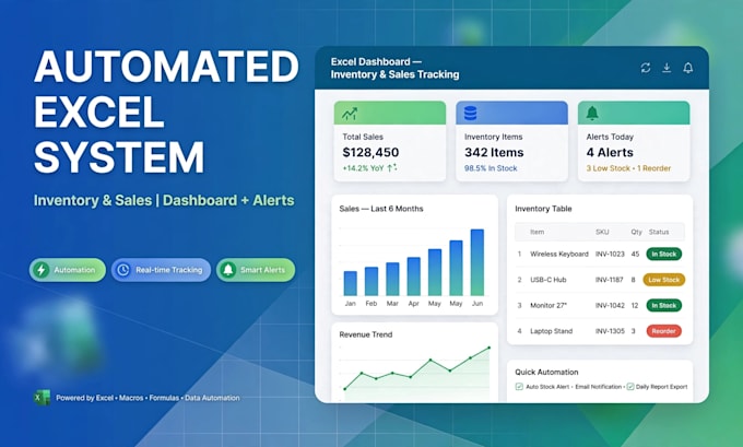 create automated excel inventory and billing system