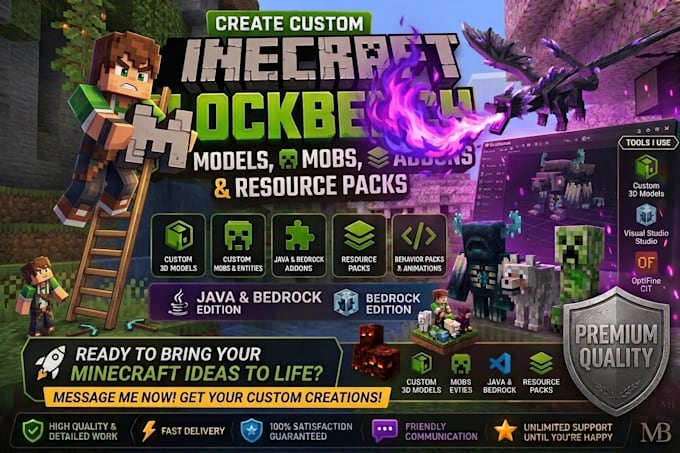create minecraft 3d model blockbench mob addon resource pack java bedrock