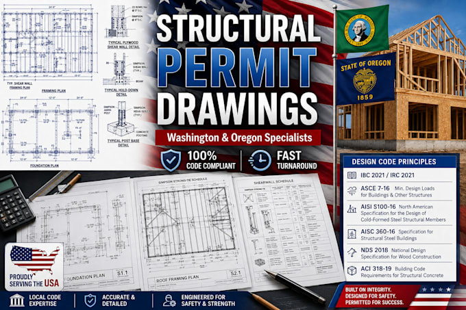 prepare washington and oregon structural permit drawings