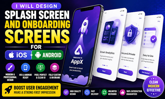 design splash screen and onboarding screens for IOS and android
