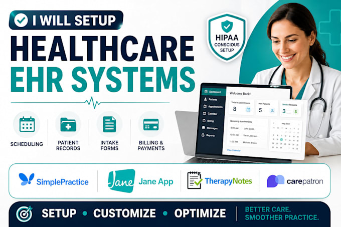 setup simplepractice jane therapynotes carepatron healthcare ehr