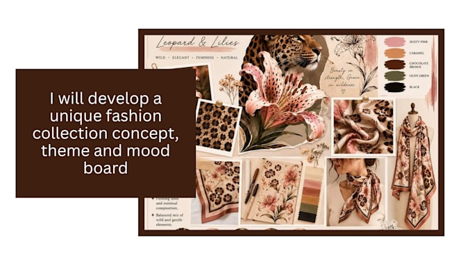 develop a unique fashion collection, concept, theme, and mood board