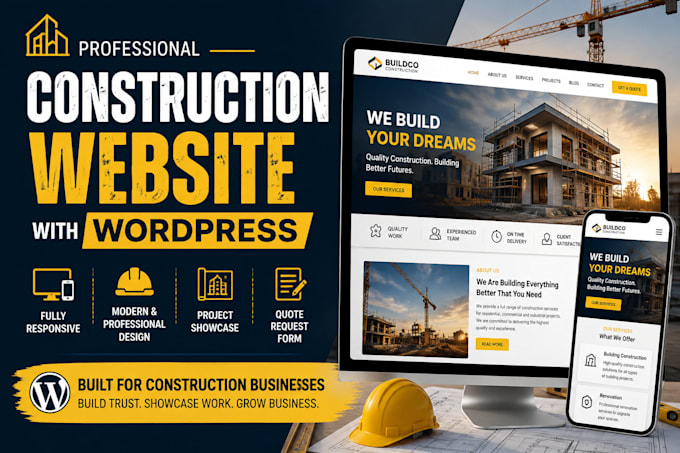design a construction company website with wordpress with the best SEO, aeo, GEO
