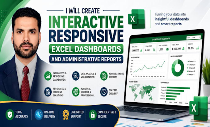 create interactive responsive excel dashboards and administrative reports
