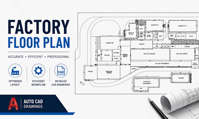 design food processing plant layout, factory floor plan and autocad cad