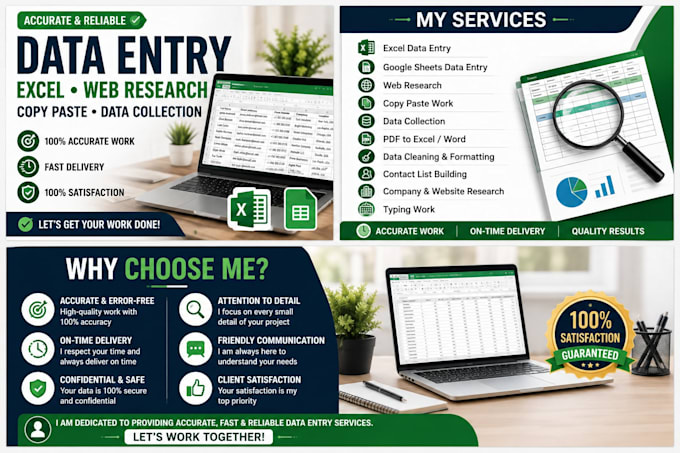 do accurate data entry, excel data entry, web research and copy paste