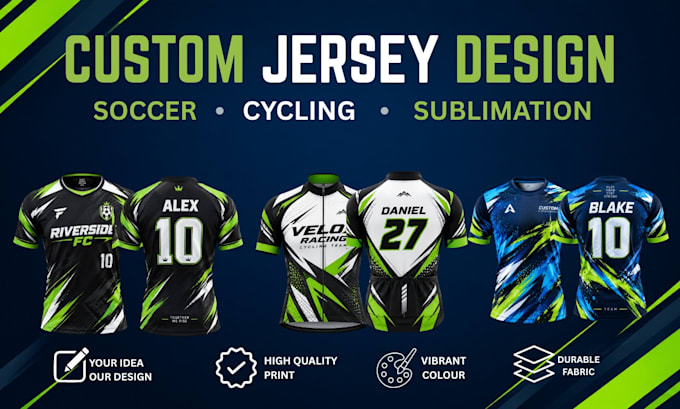 design custom cycling sublimation and soccer jersey for your team