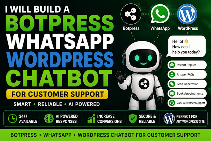 build a botpress ai whatsapp and wordpress chatbot for customer support
