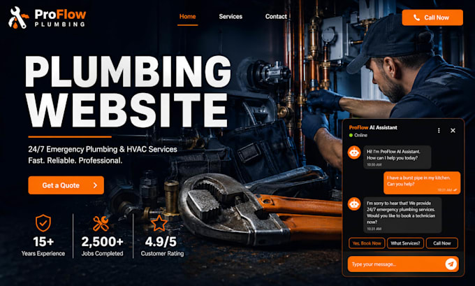 build plumbing website with ai chatbot for leads