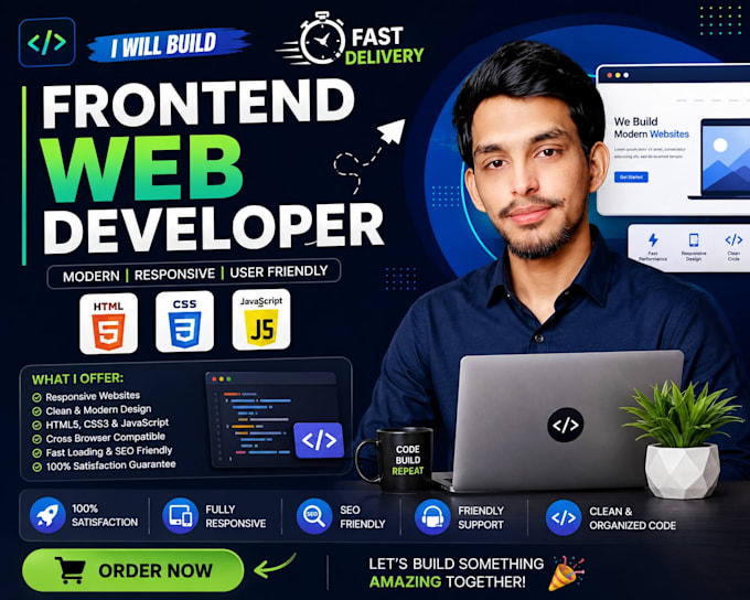 bulid modren responsive website working  HTML CSS javascript