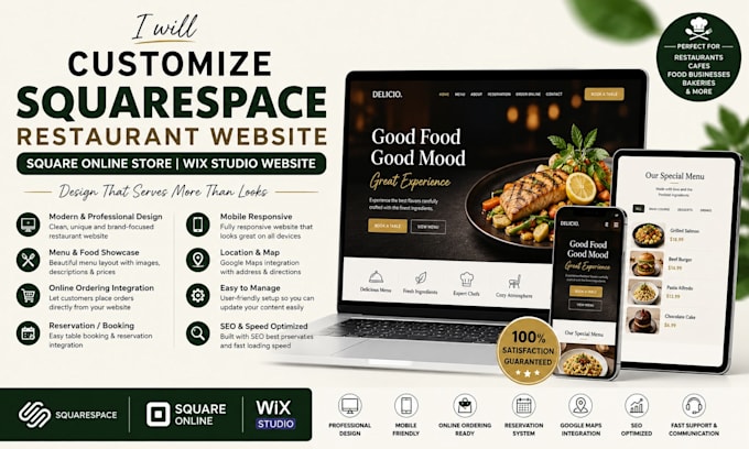 customize squarespace restaurant website square online store wix studio website