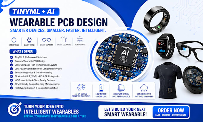do tinyml, ai wearable pcb for smart ring, watch, glasses, clothing, iot devices