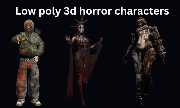 create creepy ps1 ps2 psx low poly 3d horror character rig and animation