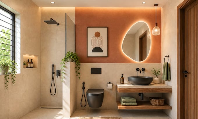 create bathroom design and 3d visualization