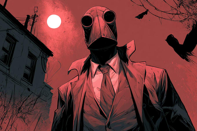 draw dark noir comic book illustration and character design