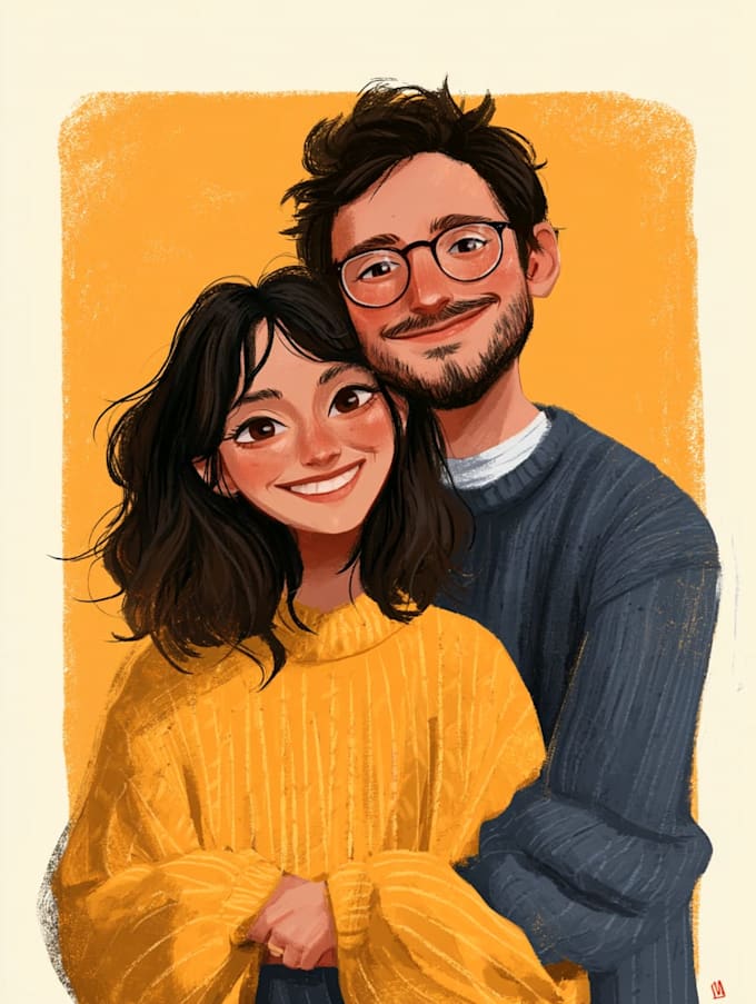 draw couple portrait illustration
