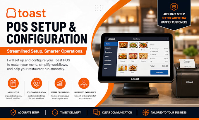 set up toast pos restaurant menu and pos system