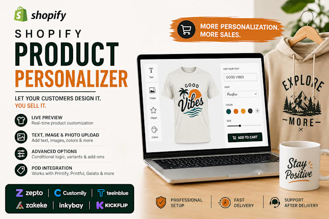 setup shopify product personalizer zepto customily teeinblue zakeke