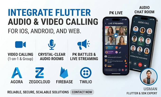 integrate video and audio call services in your flutter app