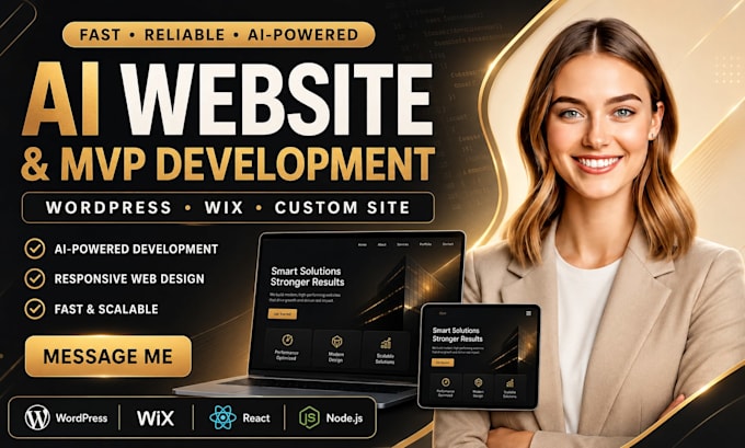 develop an ai website and custom mvp using wordpress wix