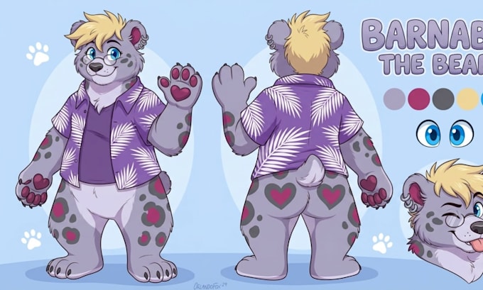 create a furry reference sheet, fursona ref sheet and character design