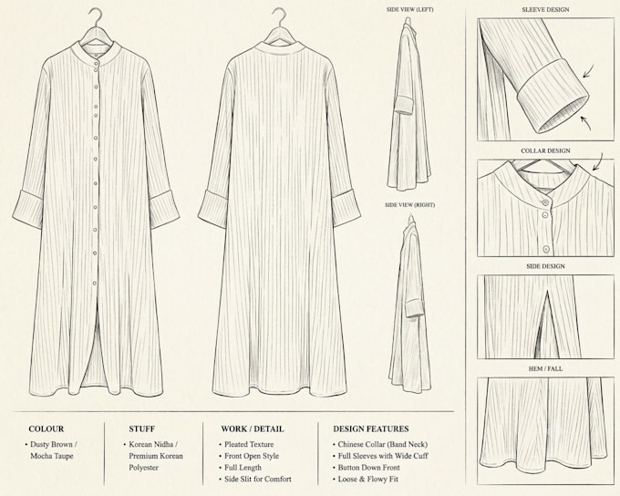 create a custom abaya fashion sketch