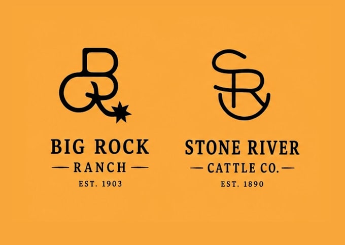 do western cattle brand logo and ranch