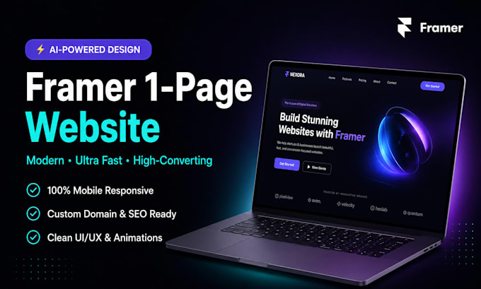 design a modern 1 page website using ai and framer