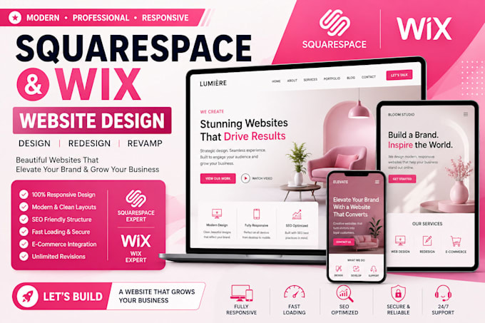 squarespace website design squarespace redesign wix website design wix redesign
