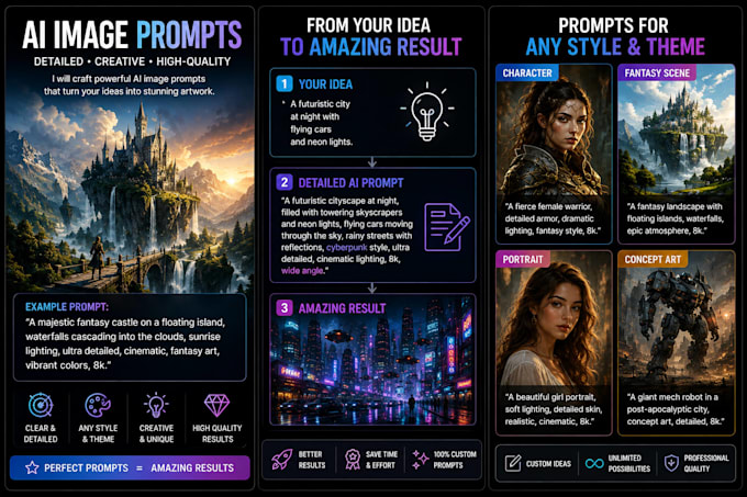 create detailed ai image prompts for your ideas