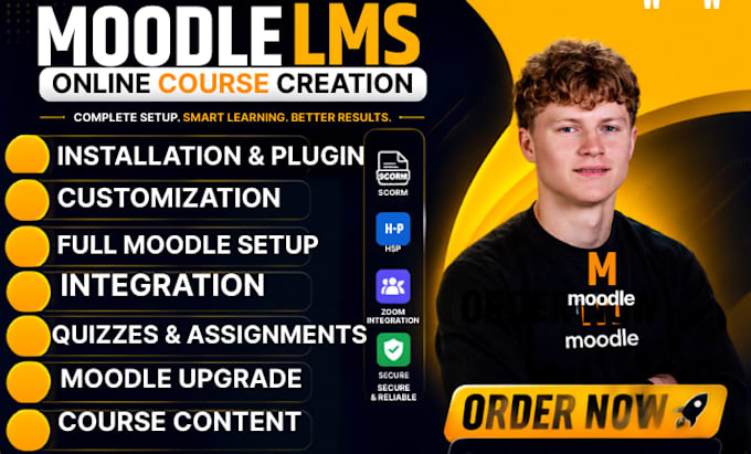 do set up for moodle lms website design, upgrade, customize, and course creation