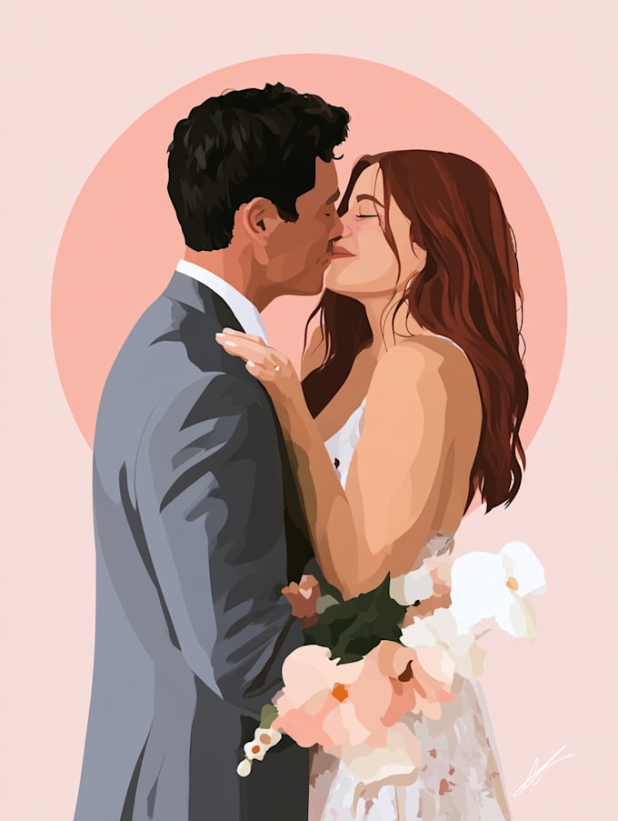 couple portrait wedding portrait illustration