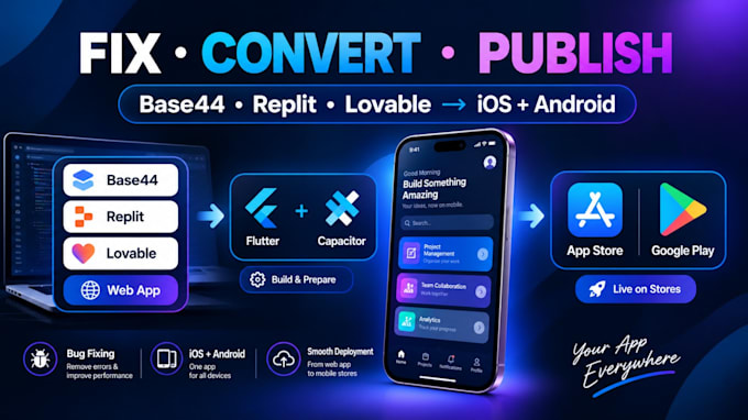 convert your lovable or base44 web app into a native ios app