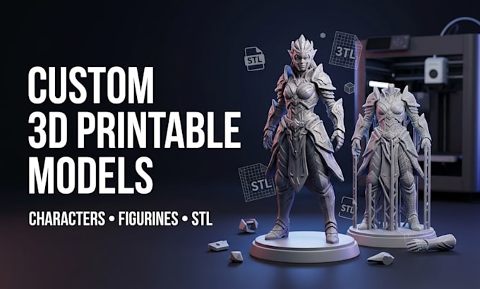 create custom 3d printable stl character, figurine and minature