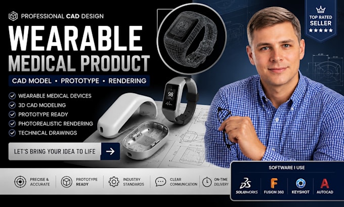 design wearable medical product cad model prototype rendering