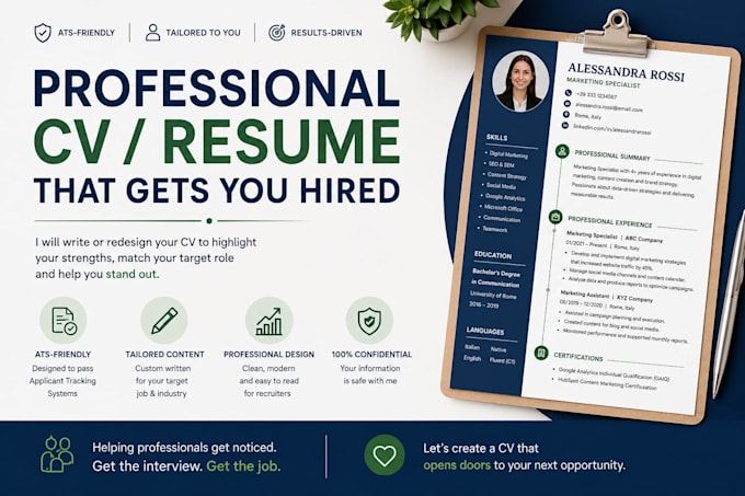 create an ats friendly professional CV or resume