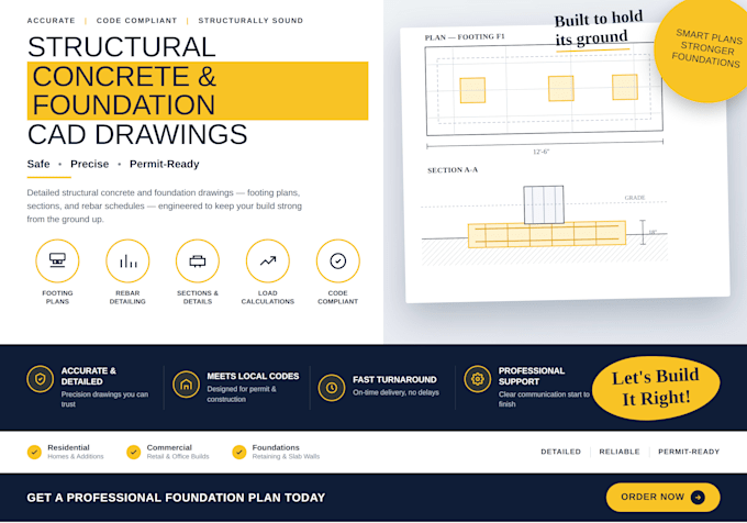 do detailed structural concrete and foundation cad drawings