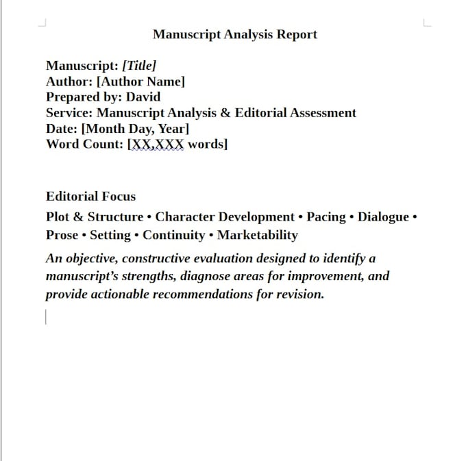 provide manuscript analysis with detailed report
