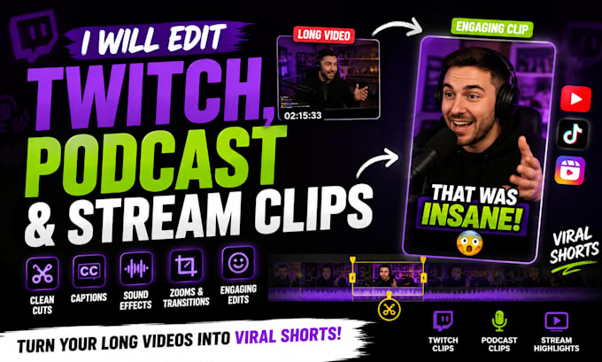 edit twitch, podcast and stream clips