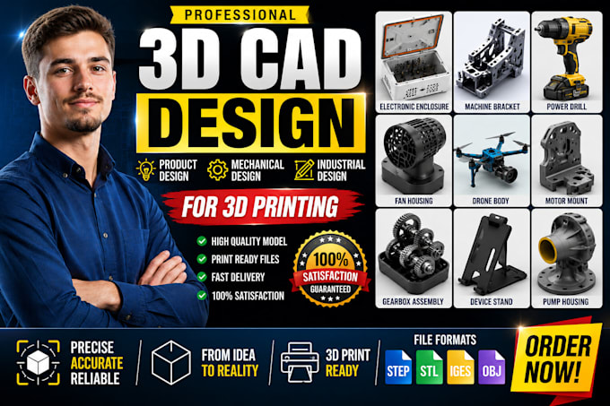 3d cad design product design industrial mechanical cad modeling for 3d printing