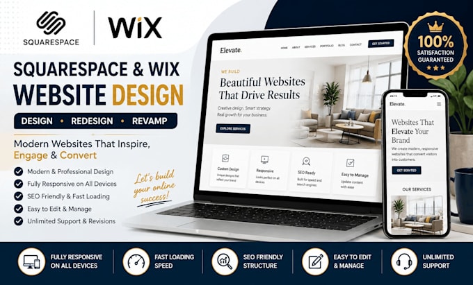 squarespace website design squarespace redesign wix website design wix redesign
