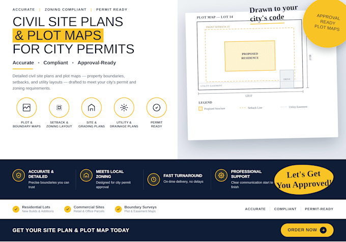 draft civil site plans and plot maps for city permits