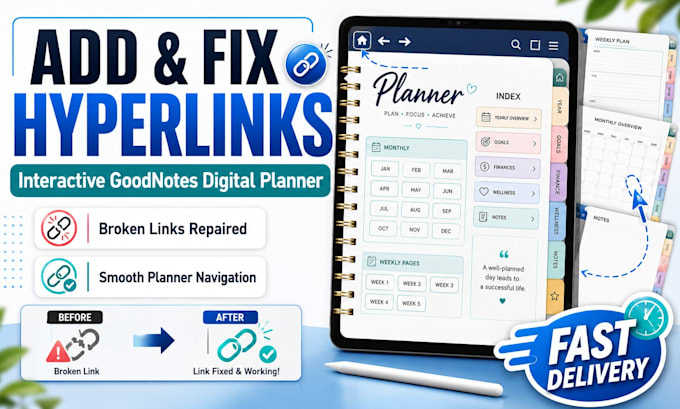 add and fix hyperlinks in your interactive goodnotes digital planner