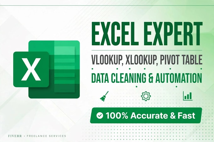 do excel vlookup, xlookup, pivot table and data cleaning