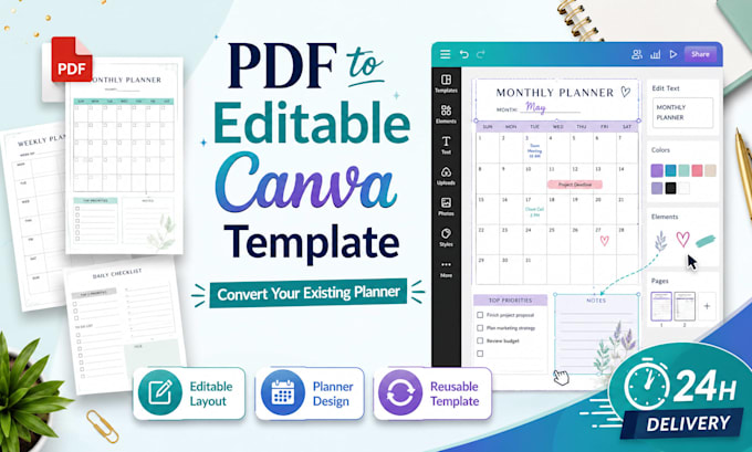 convert your PDF or existing planner into an editable canva template