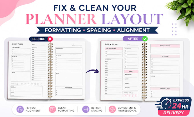 fix and clean your planner layout formatting spacing and alignment