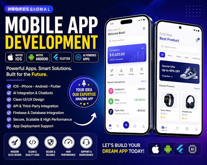 mobile apps develop native ios iphone android flutter ai app developer