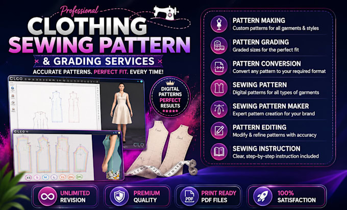 create custom pattern making and garments grading for your clothing production